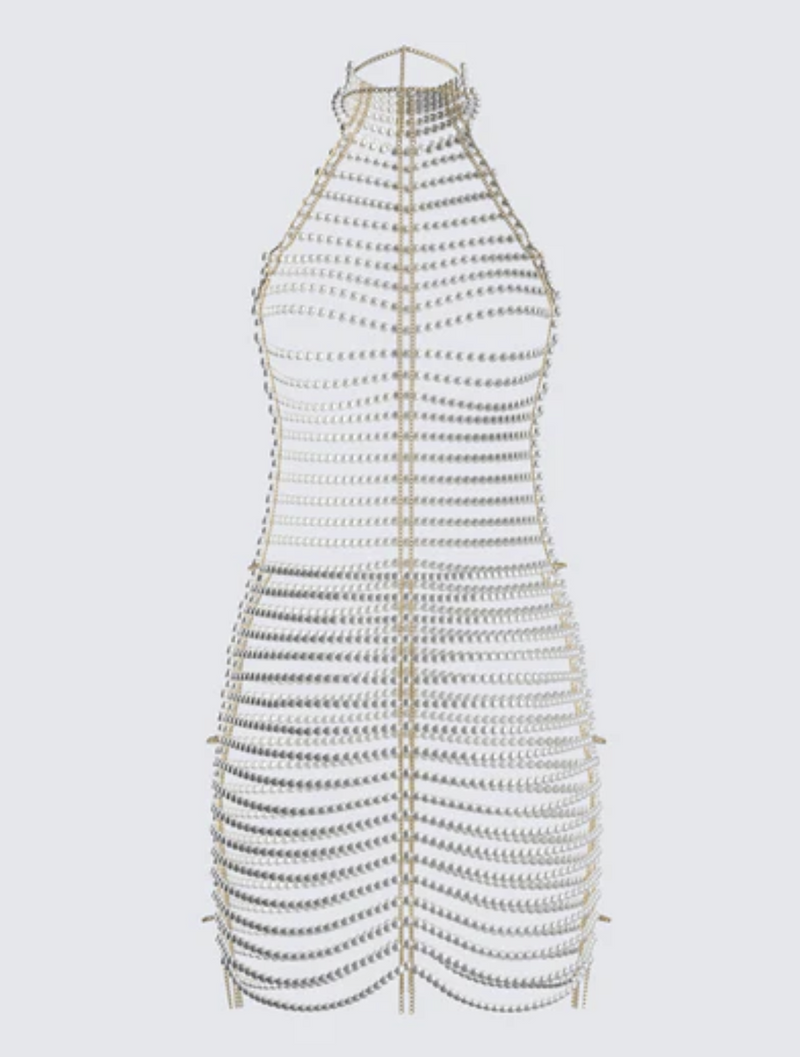 Drea Pearl Chain Mini Dress