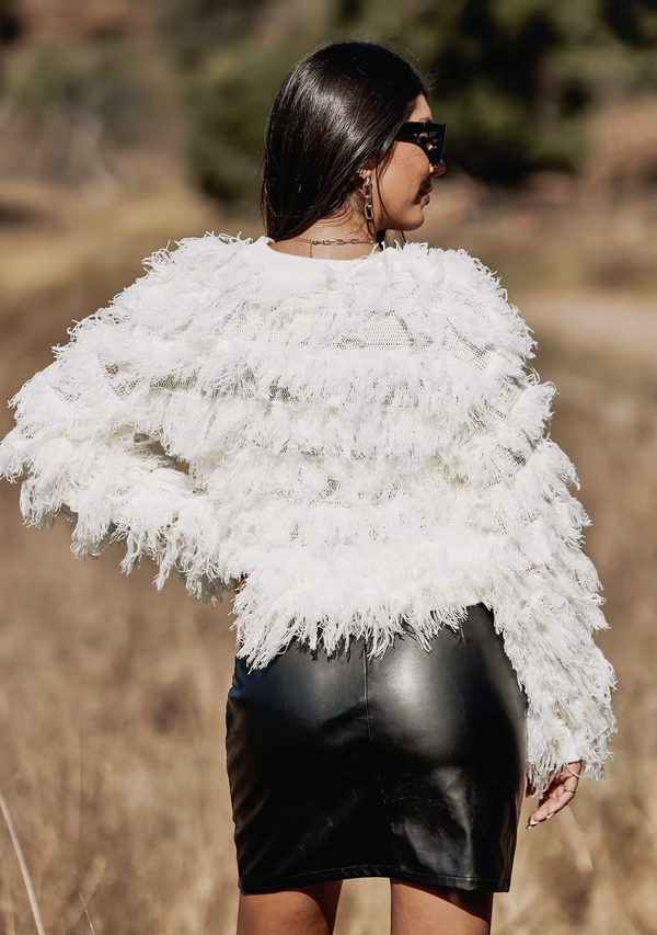 White Fringe Sweater