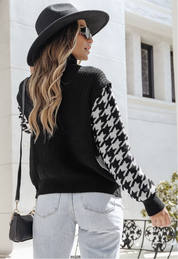 Turtleneck Houndstooth Sweater