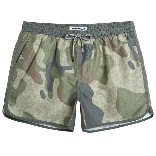 4.5 Inch Inseam Vintage Camo Swim Trunks