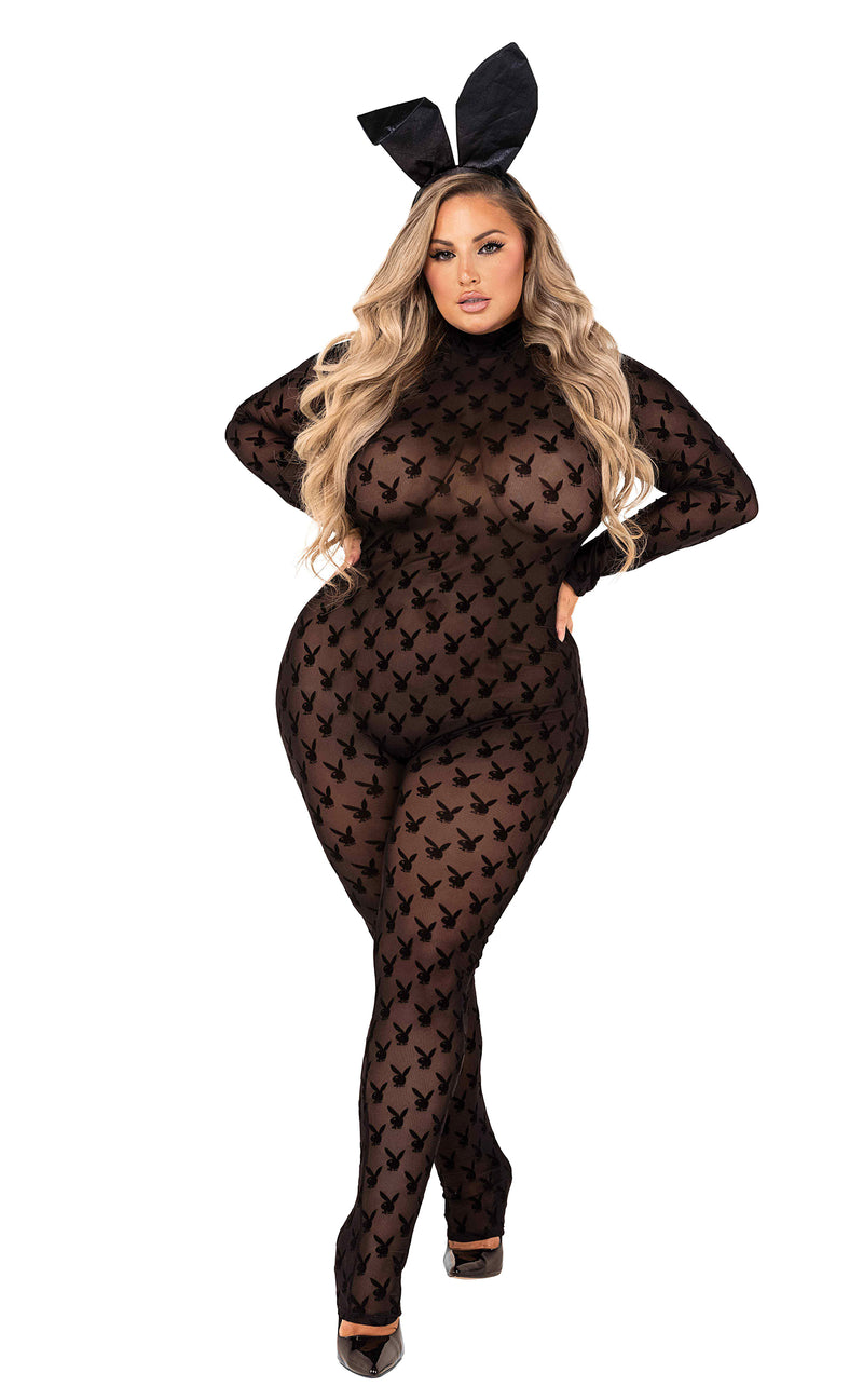 2PC SHEER PLAYBOY BUNNY BODYSUIT