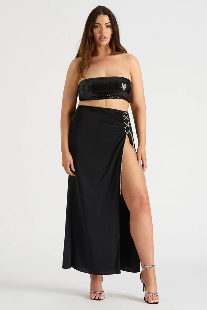 THE SEQUIN BANDEAU - BLACK