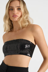 THE SEQUIN BANDEAU - BLACK