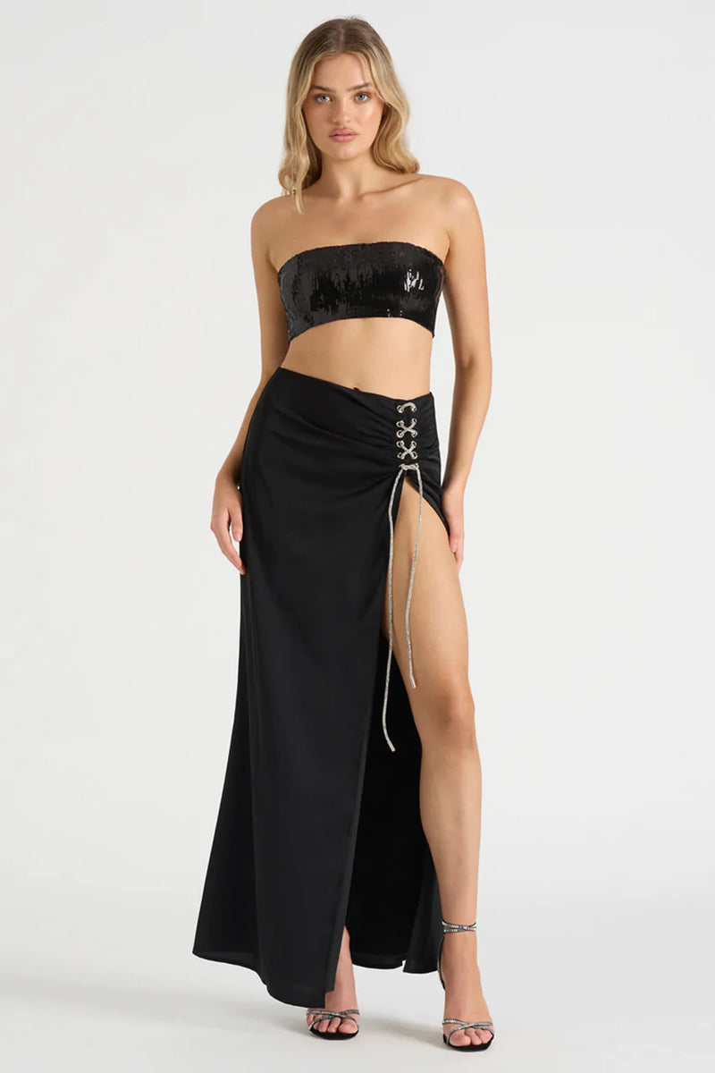 THE SEQUIN BANDEAU - BLACK